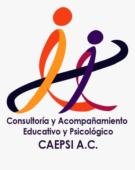 CAEPSI A.C. logo with colorful abstract figures representing educational and psychological consulting services